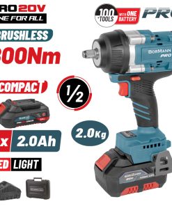 BORMANN Pro BBP5386X22C Μπουλονόκλειδο Brushless Mπαταρίας 20V,Li-Ion,2x2Ah,800Nm & Βαλίτσα
